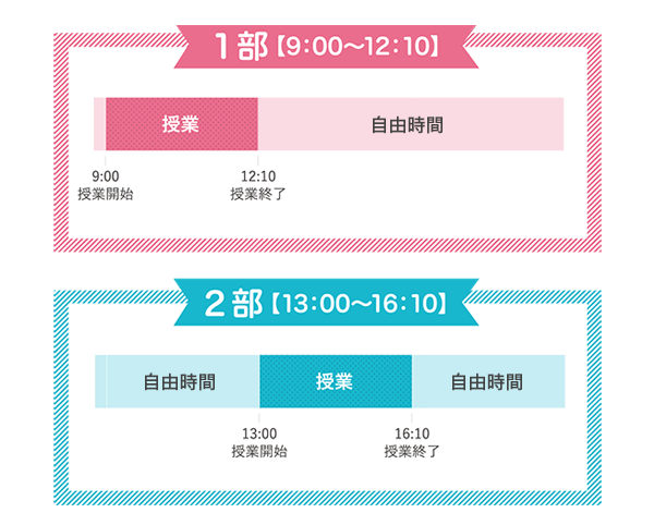 全国で2校のみ!午前・午後から選べる2部制!